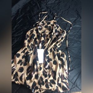 Leopard Print Tie Back Halter Romper